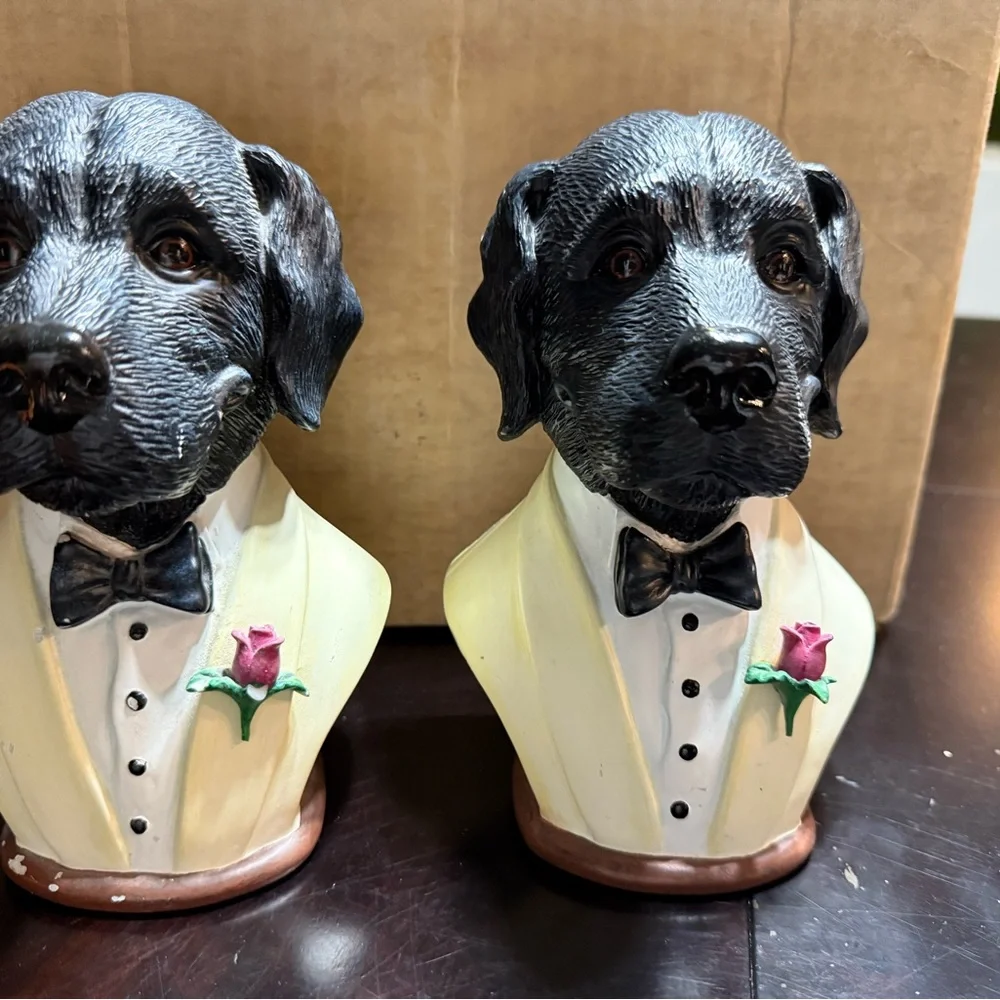 Rare Sylvester black Labrador‎ retriever Bookends paperweight lab resin